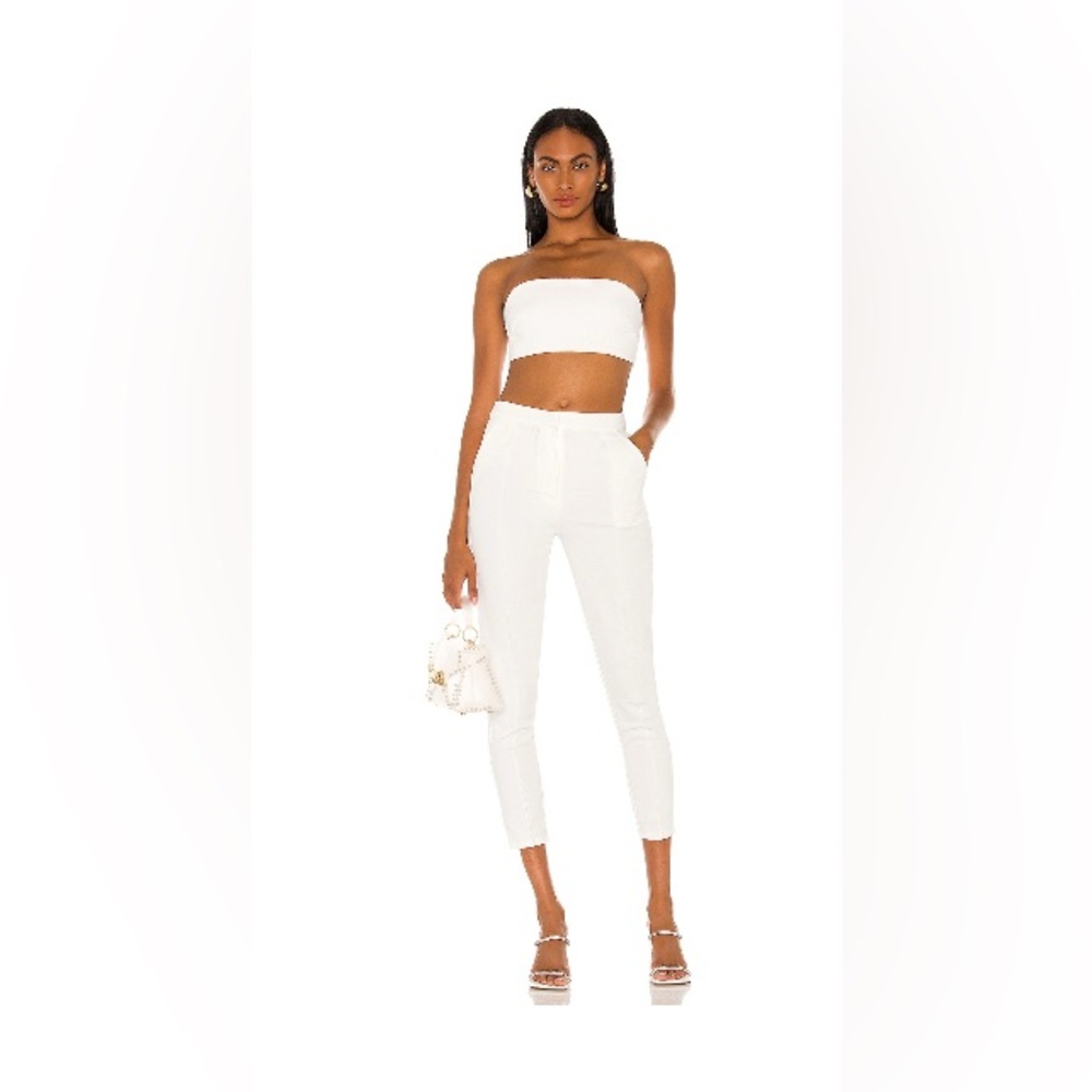 Revolve Superdown White Straight Leg Pants & Bandeau Set